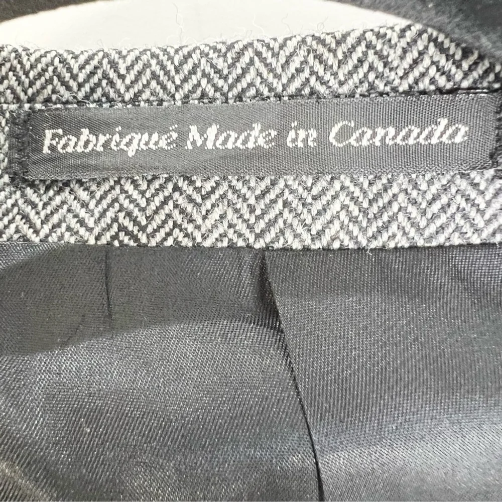 S Cohen Montreal 100% wool grey black tweed herringbone jacket blazer 42 R